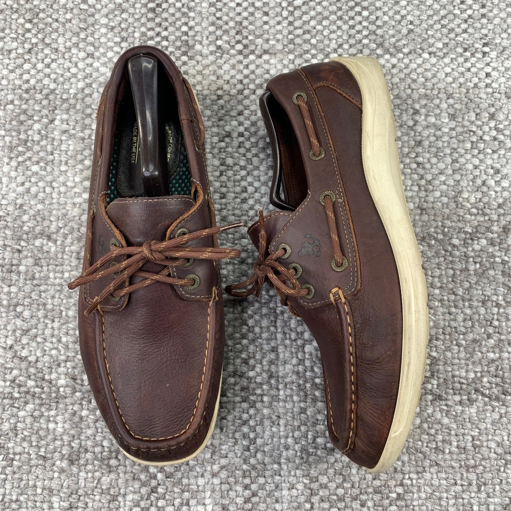 SAS Navigator Boat Shoes Mens 10.5 M Brown Leather Tripad Comfort Made In USA